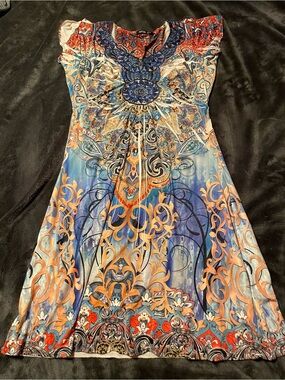 Apt. 9 Multicolor Paisley Print Dress - Blue, Orange, Red